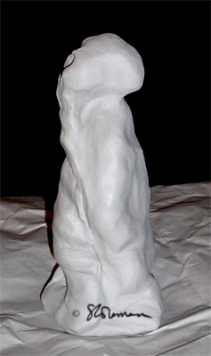 science, fiction, figure, sculpture, clay, grey, art, original, white, hair, robe, undefined, vague, rough, suzanne,coleman, artofageniusmind