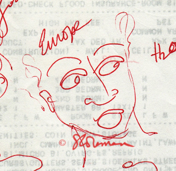 Red, face, drawing, sketch, art, man, male, guy, person, persons, marker, europe, suzanne, coleman, artofageniusmind